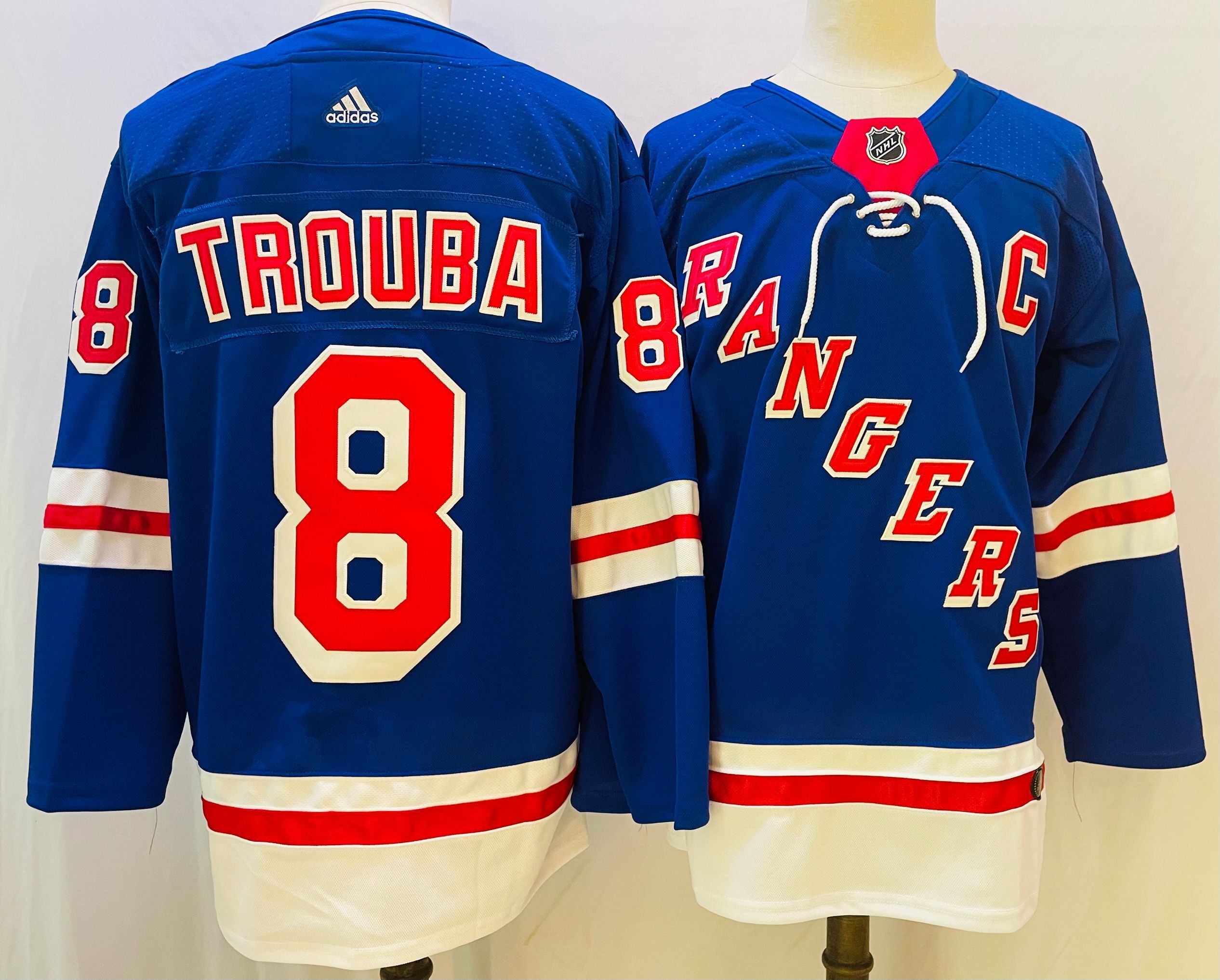 Men New York Rangers #8 Trouba Blue Throwback 2022 Adidas NHL Jersey
